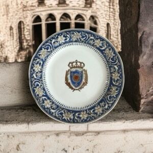 Vintage Porcelain Plate Château de Versailles Crest Textured Decorative Plate